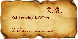 Kubinszky Nóra névjegykártya